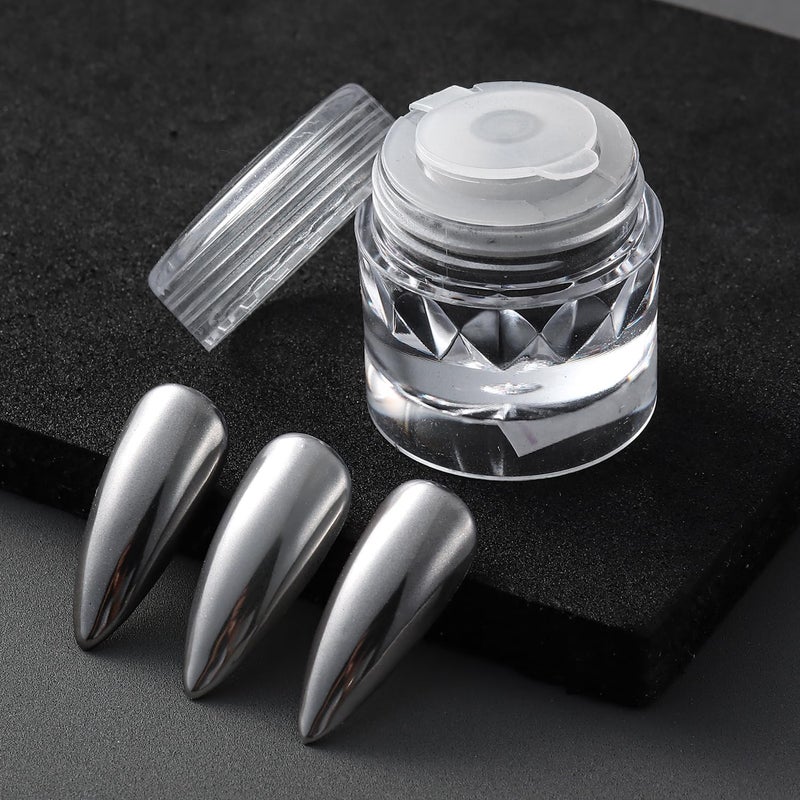 furtherpretty Black Silver Bronze Chrome Nail Powder Set, Gunmetal Chrome Pigments for Goth Armor Nails, Metallic Mirror Effect Nail Powder for Y2K Punk Nail Art & Manicure Decoration Accessories - Image 5